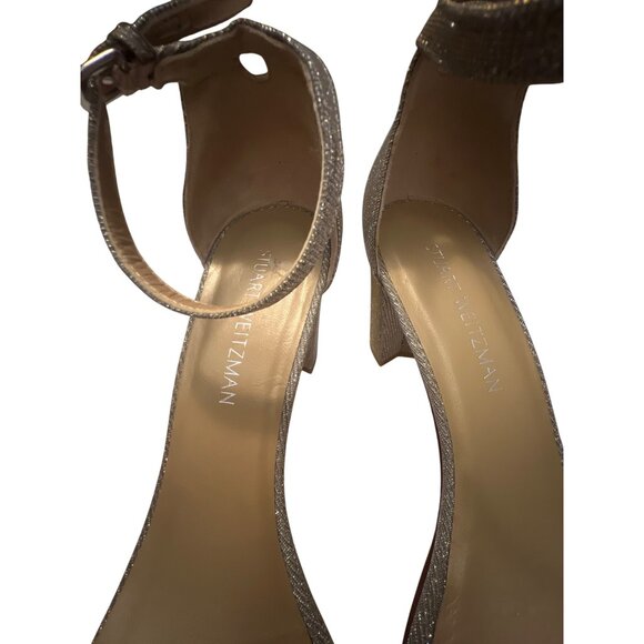 Stuart Weitzman Womens Near Nude Ankle Strap Block Heel Sandals 11.5 - Picture 3 of 7